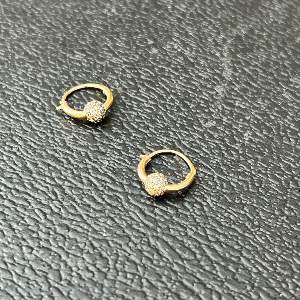 Elegant Gold Hoop Earring with Sparkling Ball